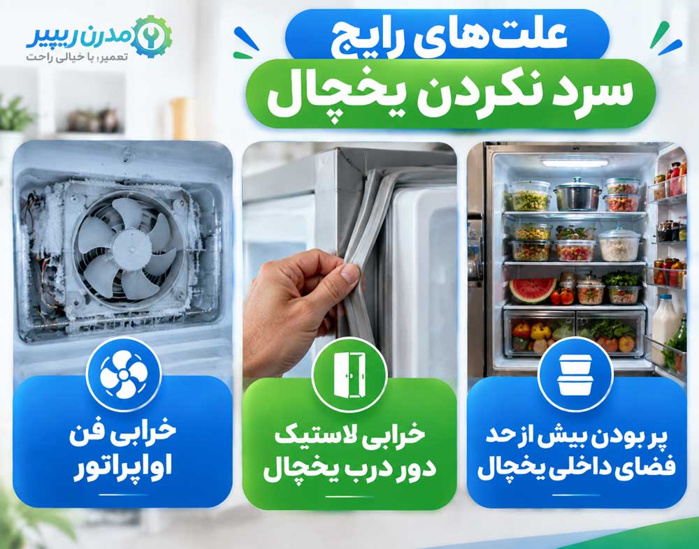 علت‌ رایج سرد نکردن یخچال