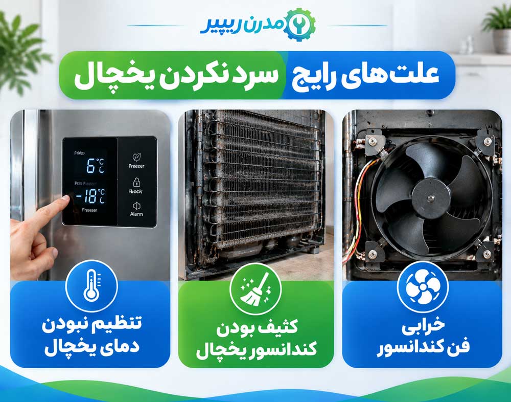 علت‌های رایج سرد نکردن یخچال